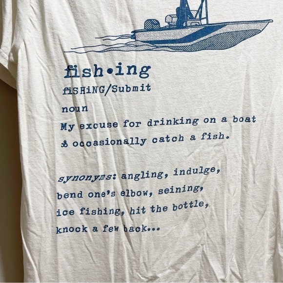 OCEAN & COAST Women’s Blue White Fishing Graphic Tee Short Sleeve Cotton Size M - Picture 4 of 5
